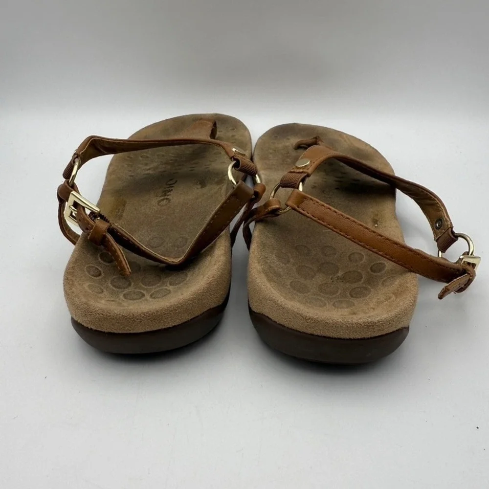 Vionic Kirra Sandals Thong Adjustable Buckle Comfort Brown‎ Womens Size 8